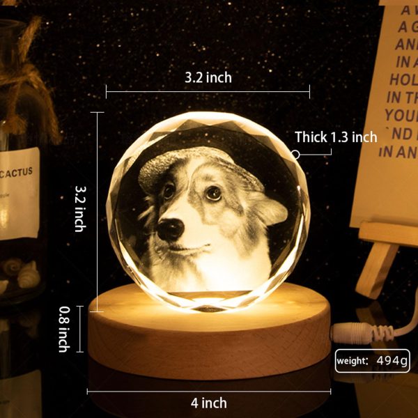 Custom 3D Crystal Photo,3D Picture in Crystal Engravable Text,3D Photo Crystal with Lighted Base,Engraved Crystal Gifts for Parents, Wife, Children, Friends and Lovers - Image 2