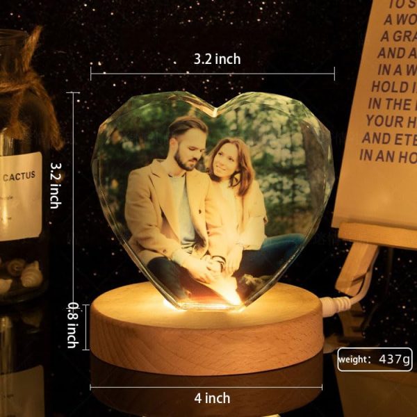 Custom 3D Crystal Photo,3D Picture in Crystal Engravable Text,3D Photo Crystal with Lighted Base,Engraved Crystal Gifts for Parents, Wife, Children, Friends and Lovers - Image 8
