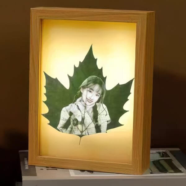 Customized Leaf Art Portrait With Table Top Frame - Image 10